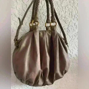 Ellie Tahari Boho Shoulder/Handbag Purse Adjustable Strap Womens Brown Leather